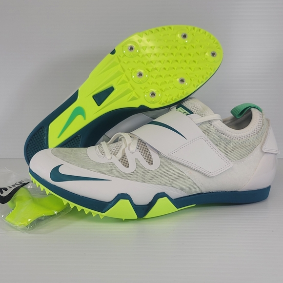 Nike Pole Vault Elite White Bright Spruce FZ9649-100 Track Cleats Mens Size 9.5